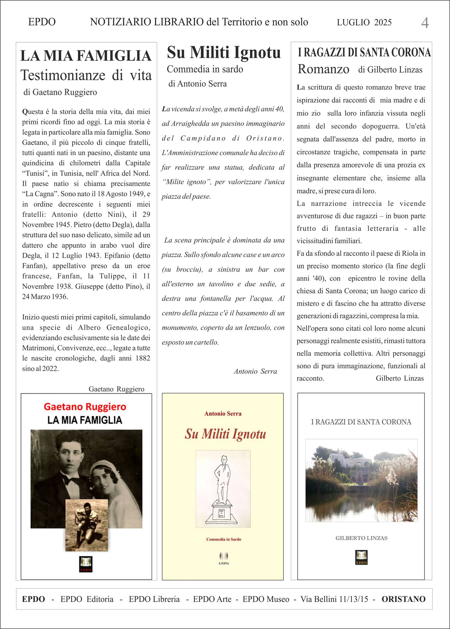 Notiziario Culturale EPDO Oristano